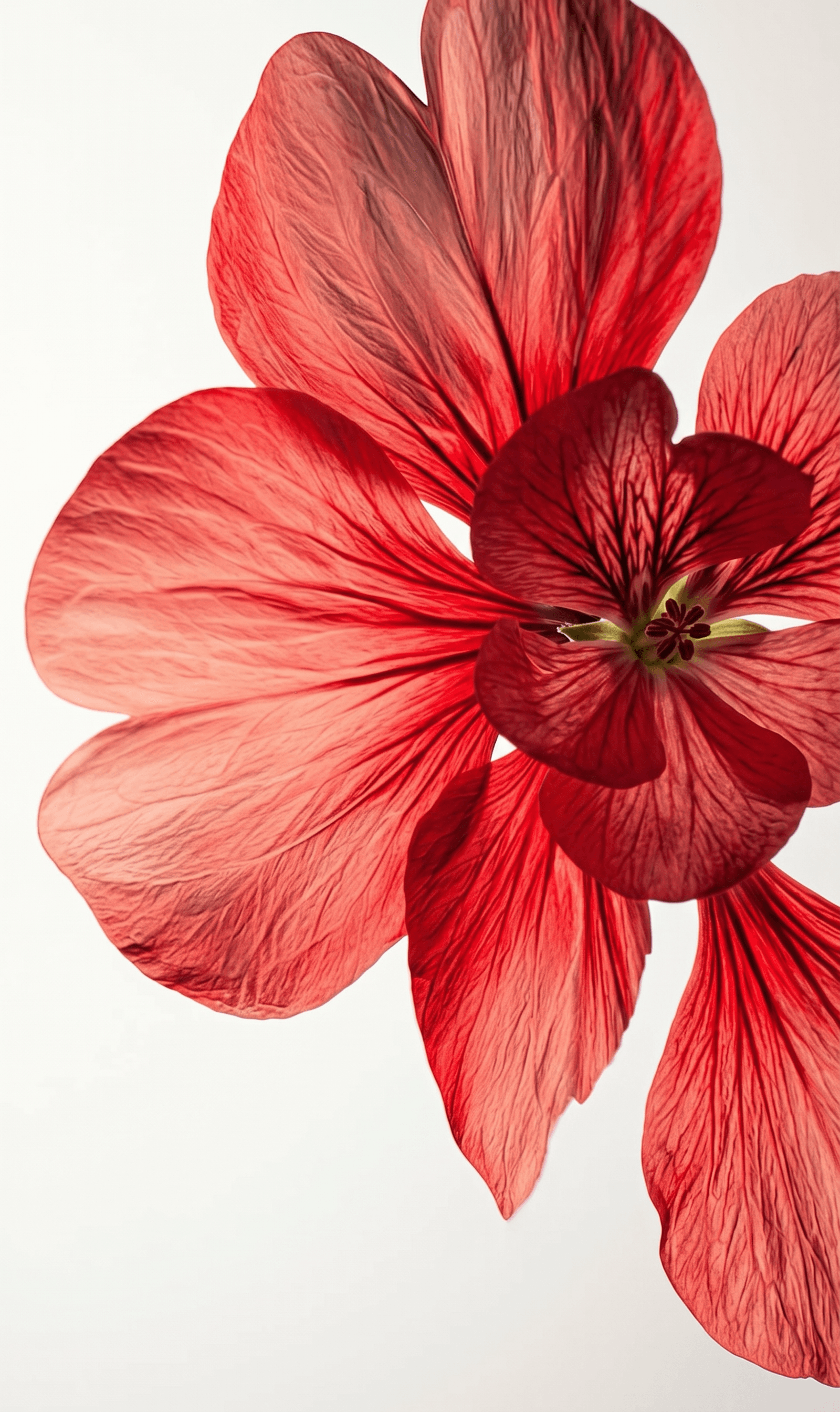 Close-up of a vibrant red flower showcasing intricate petal details.