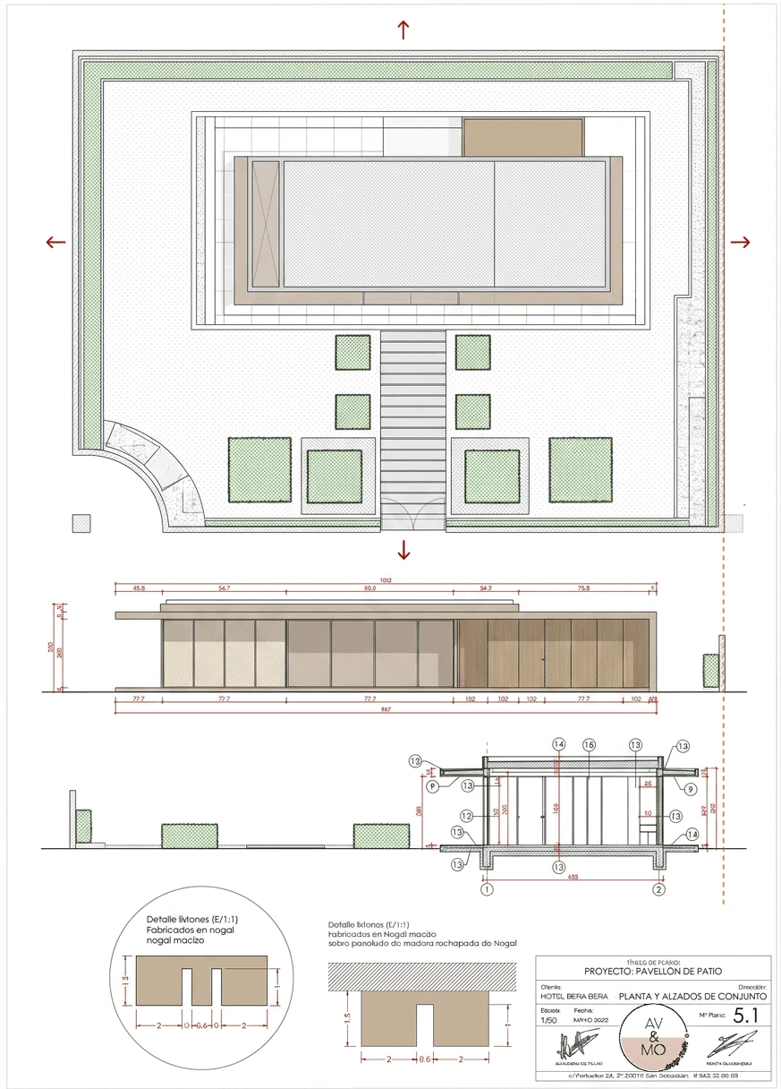 Architectural plan showing a modern pavilion layout with clear outlines and minimalistic design.