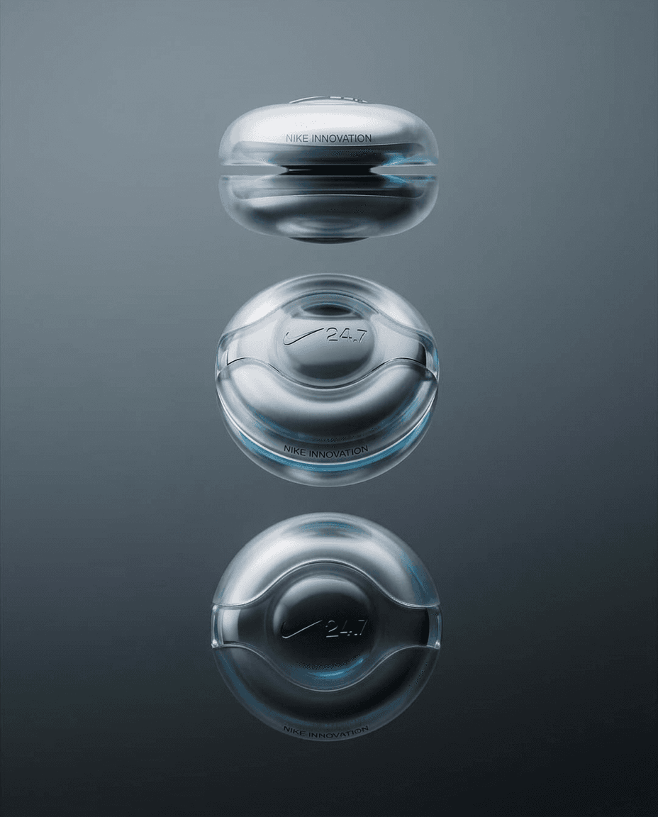 Three transparent capsules arranged vertically in shades of blue and gray.