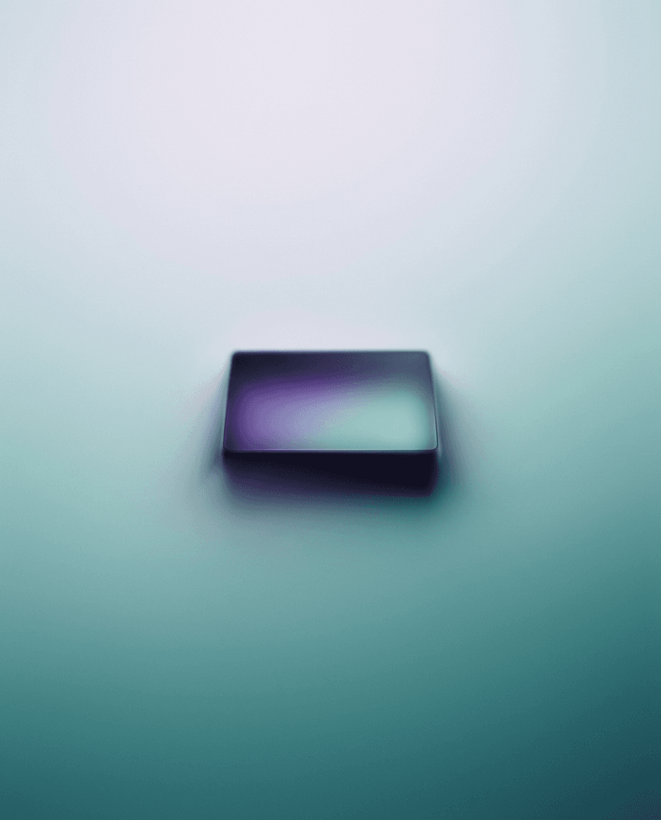 A dark phone or tablet on a gradient background from purple to light blue.