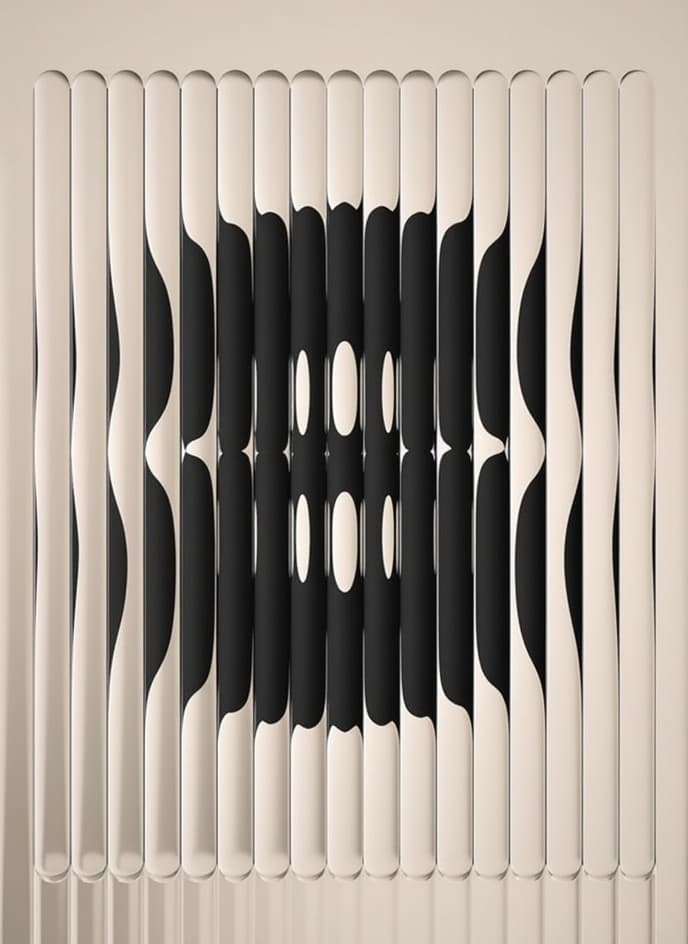 Digital illustration of black and white lines creating a wave-like optical illusion.
