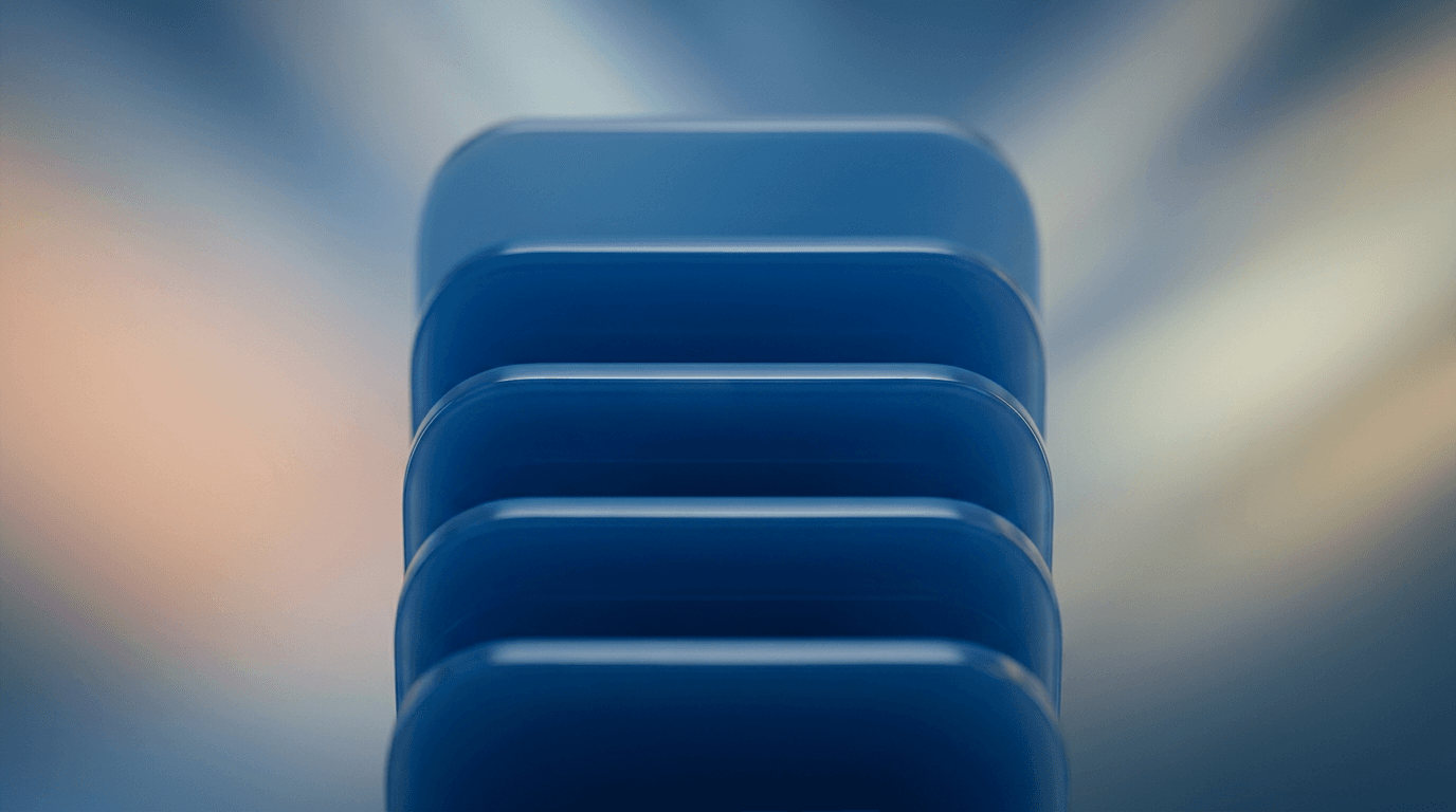 Close-up of blue objects stacked with a soft focus background.