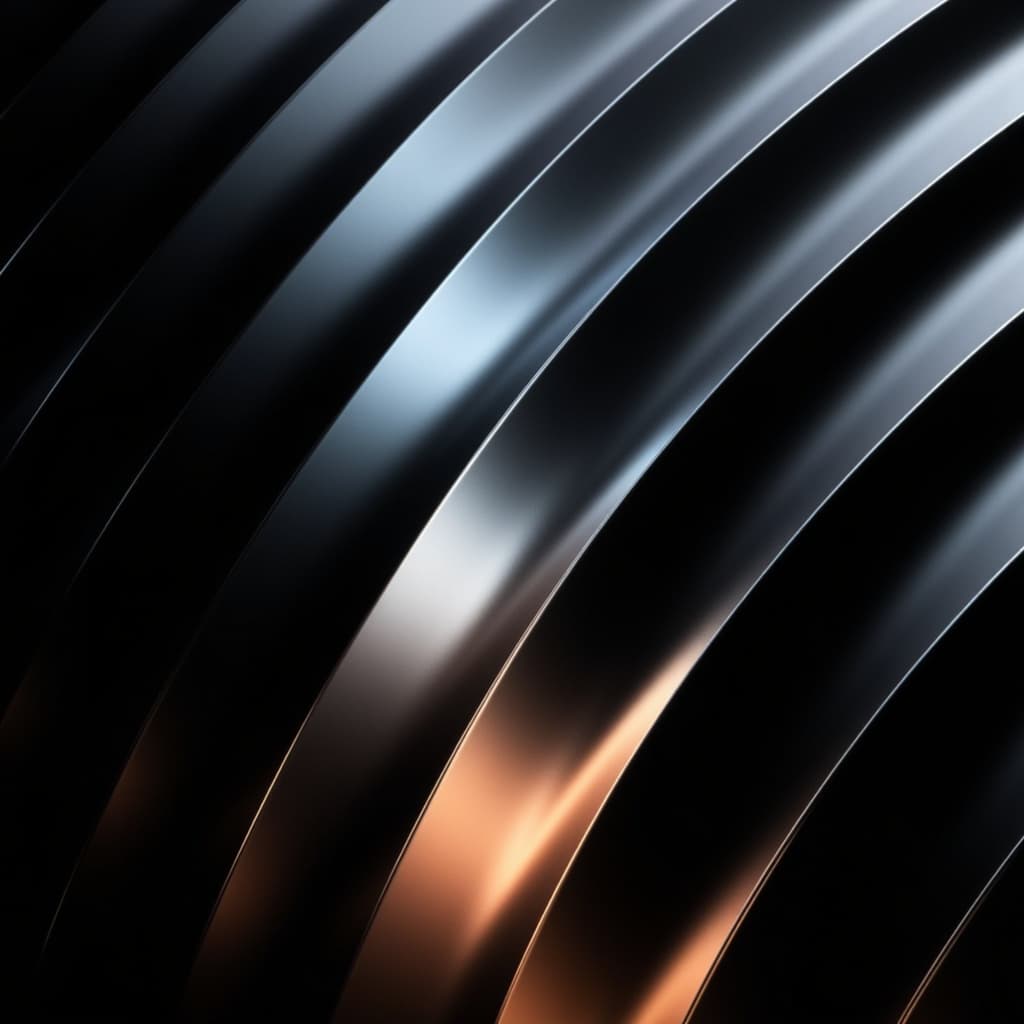Close-up of smooth, curved metallic surfaces in black and copper tones.